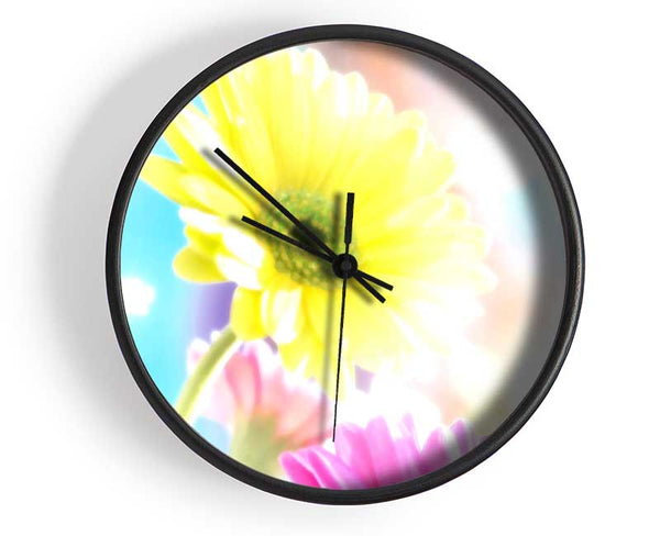 Colourful Summer Rainbow Flowers Clock - Wallart-Direct UK