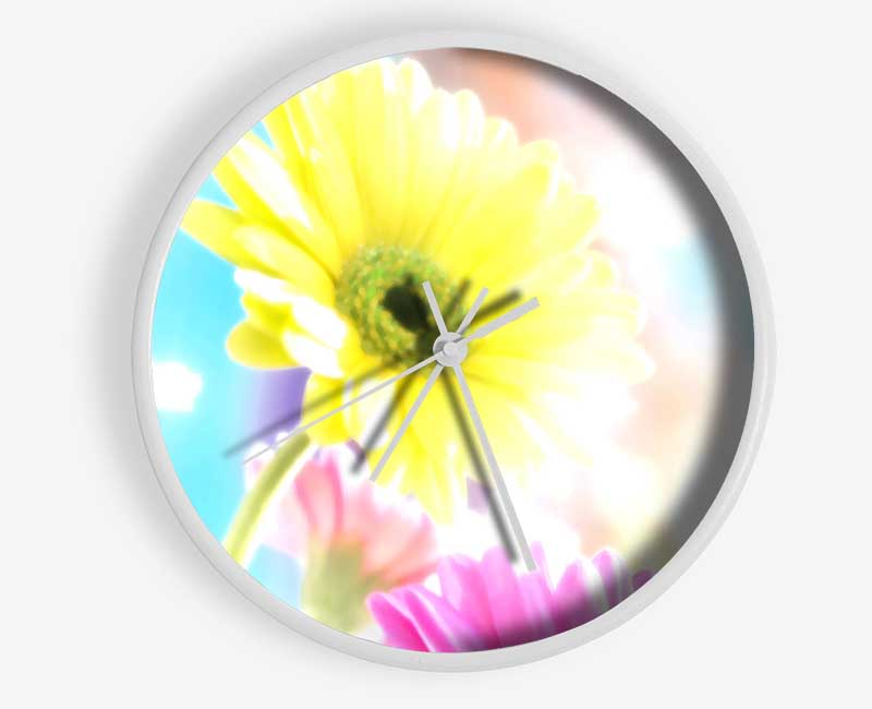 Colourful Summer Rainbow Flowers Clock - Wallart-Direct UK