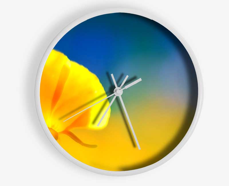 California Poppy Yellow Clock - Wallart-Direct UK