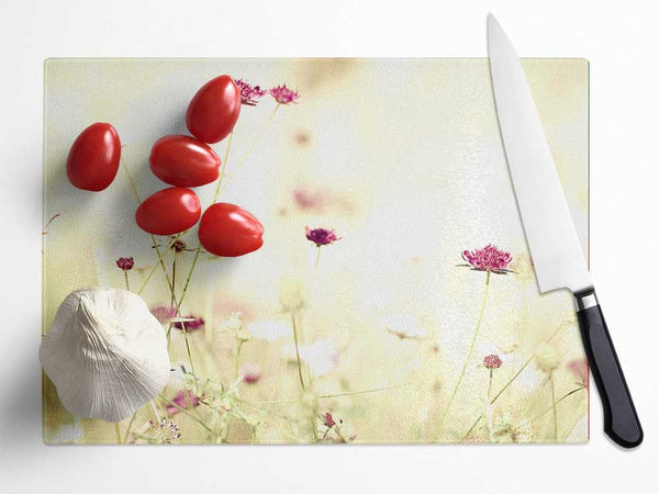 Wildflowers In Stunning Sunlight Glass Chopping Board