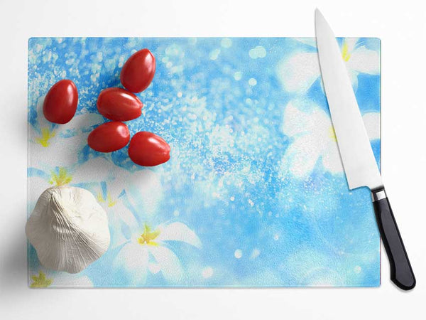 Plumeria Blue Glass Chopping Board