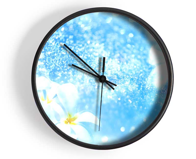 Plumeria Blue Clock - Wallart-Direct UK