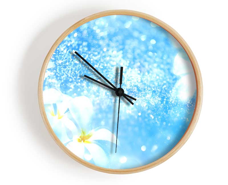 Plumeria Blue Clock - Wallart-Direct UK