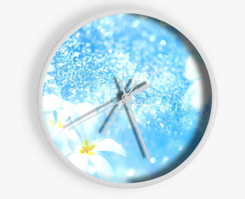 Plumeria Blue Clock - Wallart-Direct UK