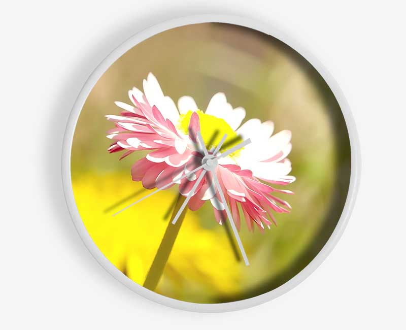 Beautiful Summer Pink Flower Clock - Wallart-Direct UK