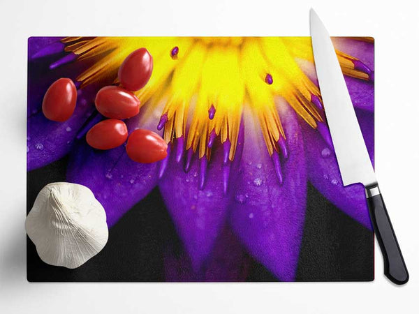 Water Lily Purple Yellow Glass Chopping Board