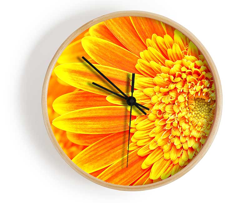 Orange Yellow Gerbera Face Clock - Wallart-Direct UK