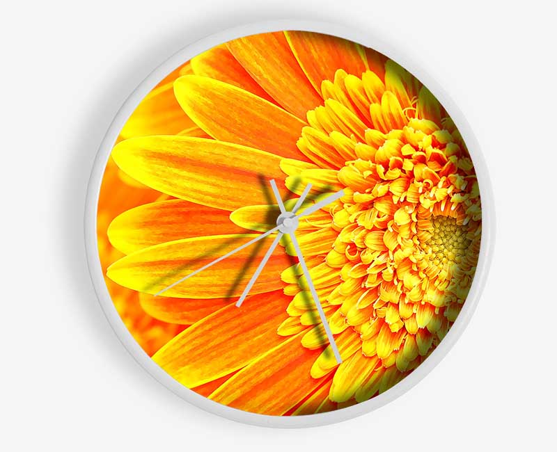 Orange Yellow Gerbera Face Clock - Wallart-Direct UK