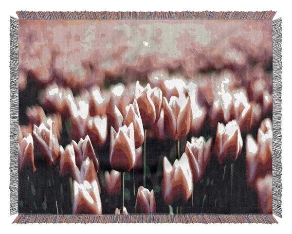 Pink Tulips Spring Woven Blanket