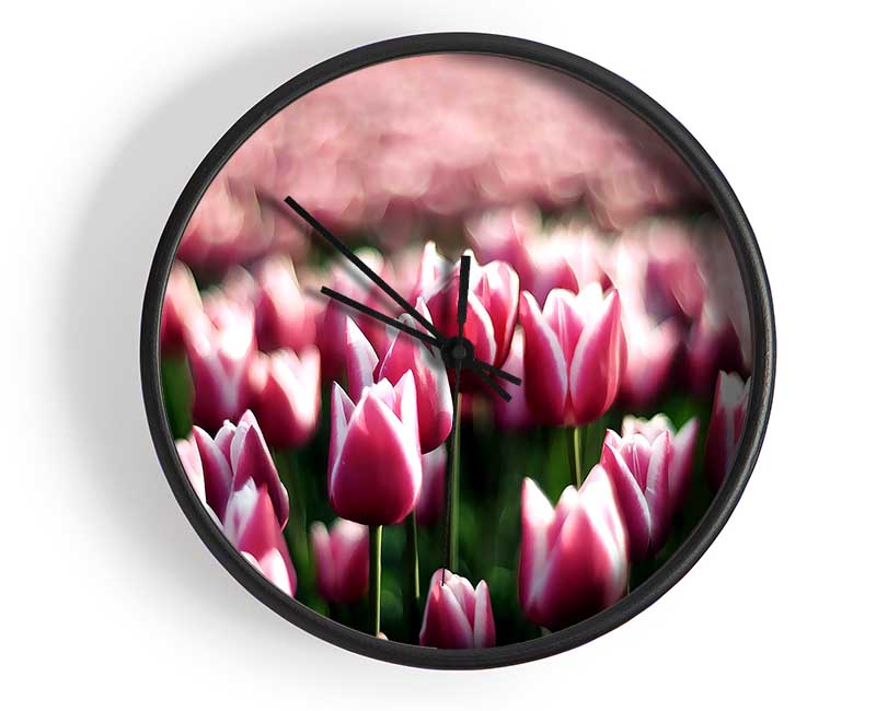 Pink Tulips Spring Clock - Wallart-Direct UK