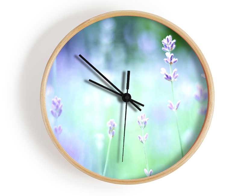 Soft Focus Small Purple Flowers Clock - Wallart-Direct UK