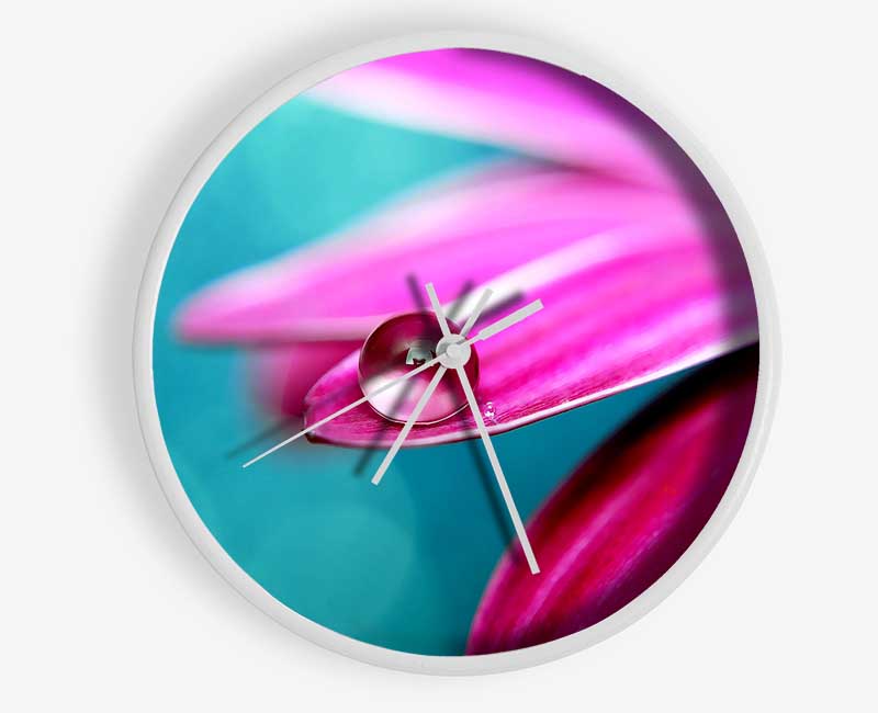 Water Drop On A Pink Petal Clock - Wallart-Direct UK