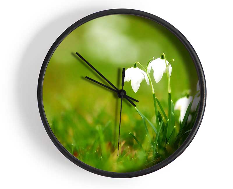 Cute Snowdrops Clock - Wallart-Direct UK