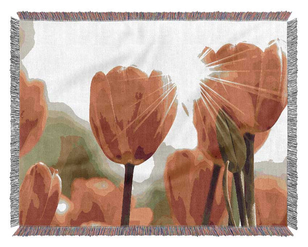 Orange Tulips Woven Blanket