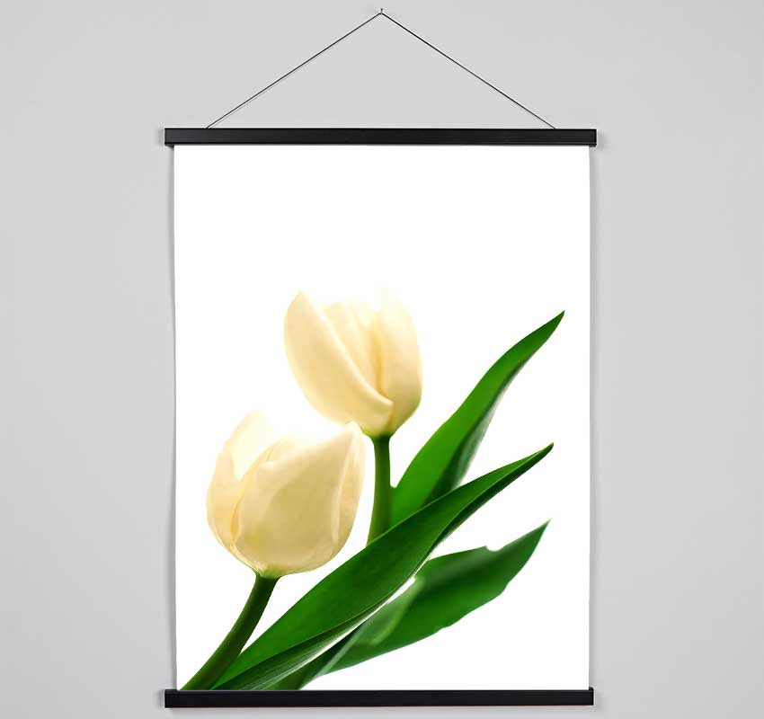 White Tulips Hanging Poster - Wallart-Direct UK