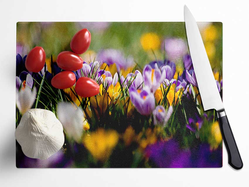 Crocus Field Glass Chopping Board