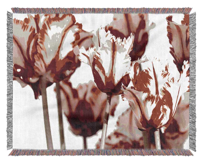 Parrot Tulips Red n White Woven Blanket