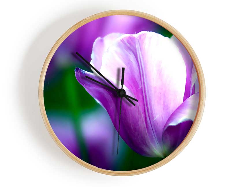 Violet Tulip Clock - Wallart-Direct UK