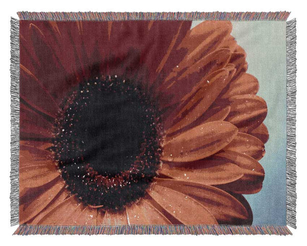 Gerbera Flower Deep Red Woven Blanket