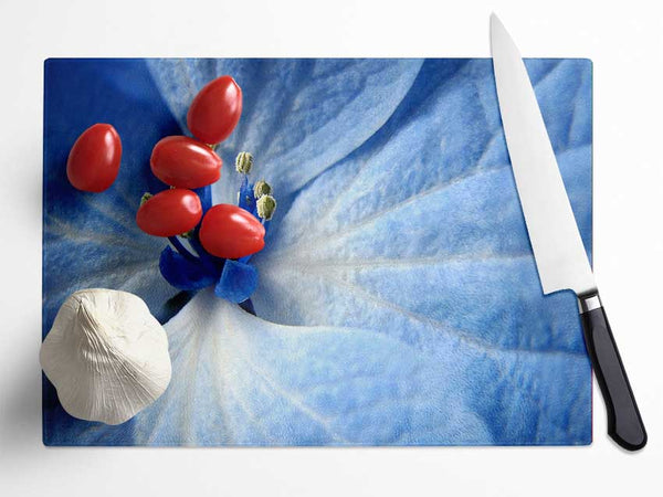 Soft Blue Flower Glass Chopping Board