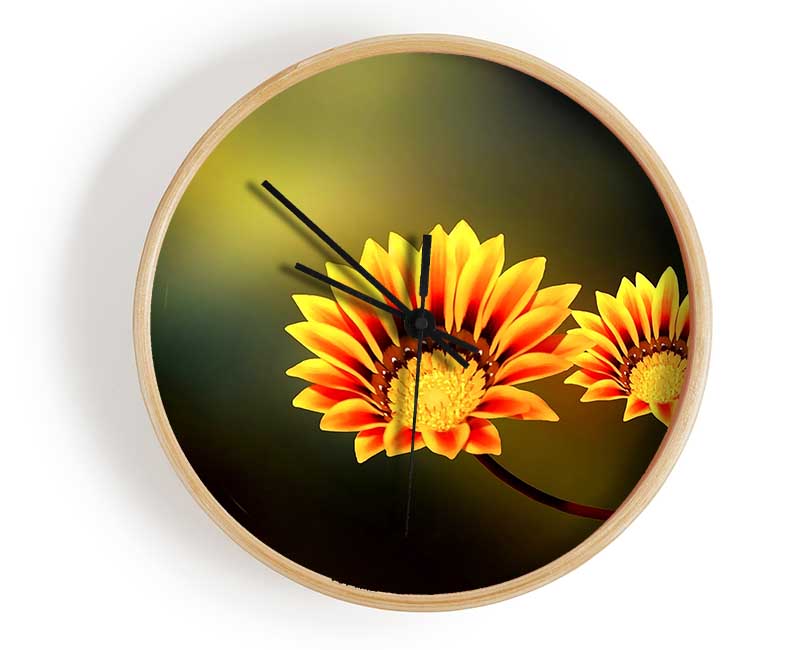 Duo Fire Flowers Clock - Wallart-Direct UK