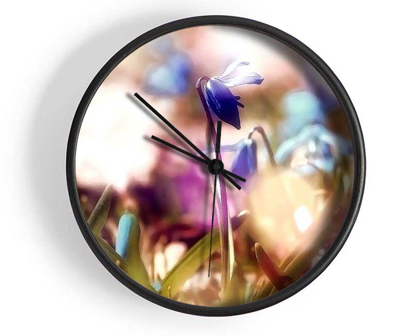 Soft Purples In The Garden Clock - Wallart-Direct UK