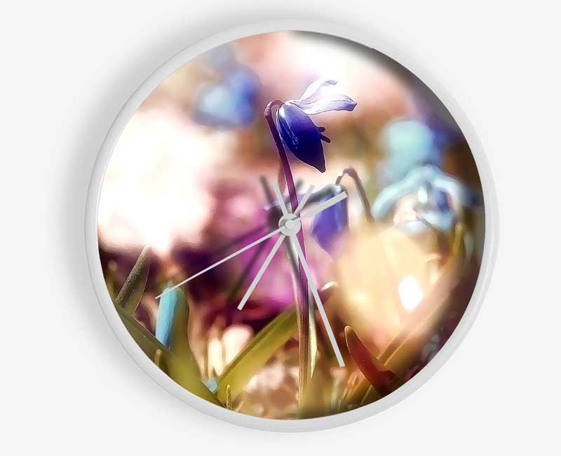 Soft Purples In The Garden Clock - Wallart-Direct UK