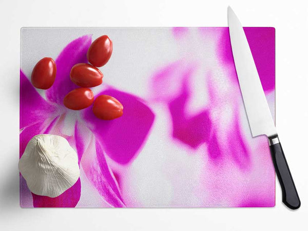 Purple Flowers On White Background Glass Chopping Board