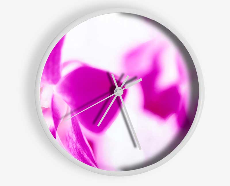 Purple Flowers On White Background Clock - Wallart-Direct UK