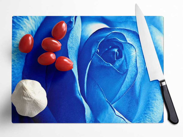 Blue Rose Glass Chopping Board