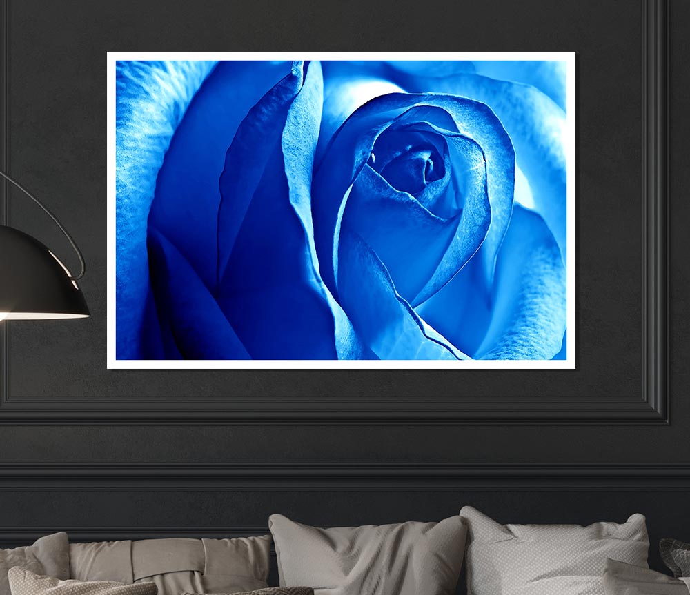 Blue Rose Print Poster Wall Art