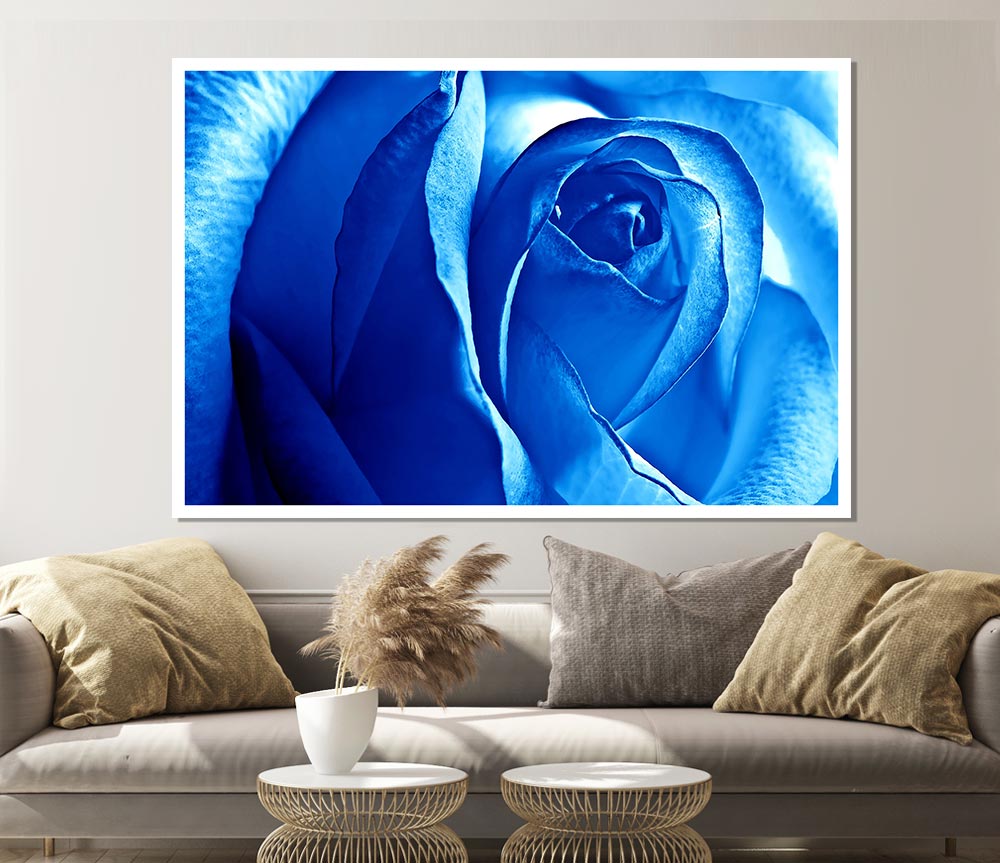 Blue Rose Print Poster Wall Art