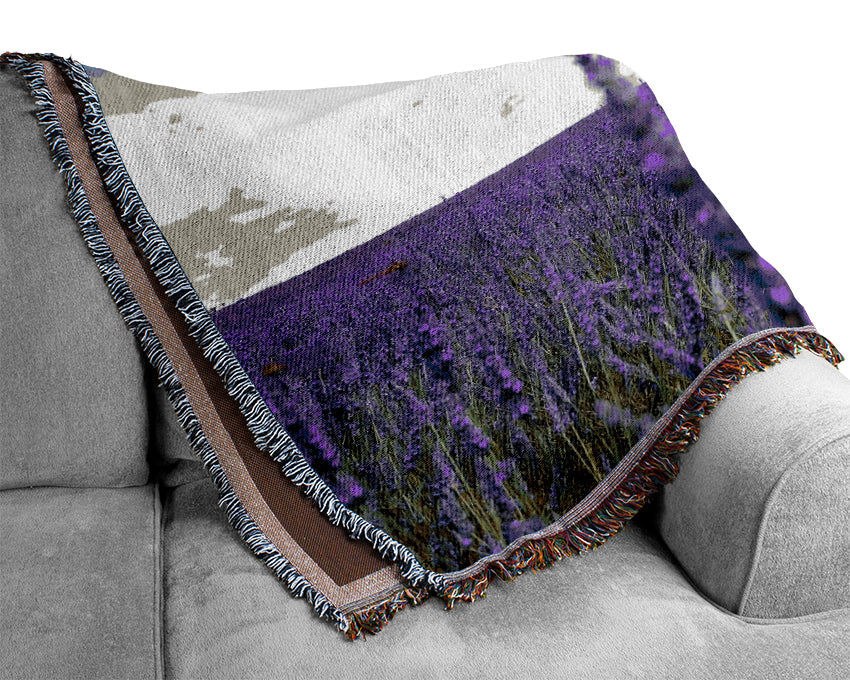 Lavender Field In The Sky Woven Blanket