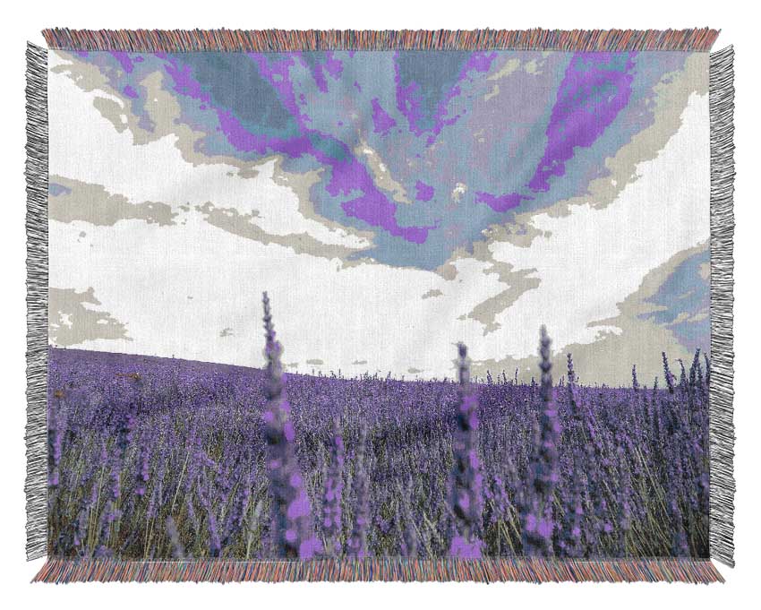 Lavender Field In The Sky Woven Blanket