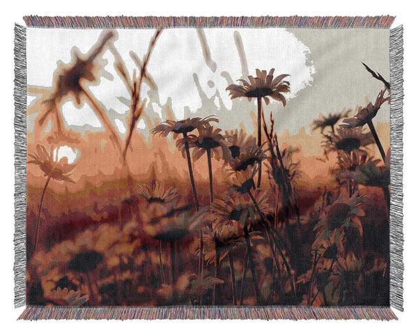 Daisies At Sunset Woven Blanket