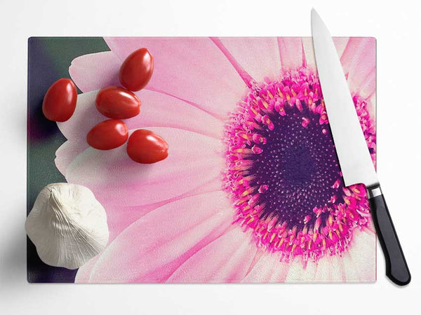 Pink Gerbera Daisy Centre Glass Chopping Board