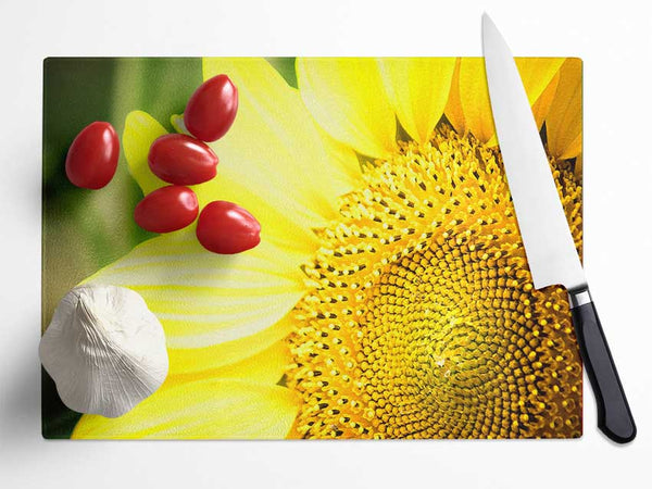 Sunflower Close-up Glass Chopping Board