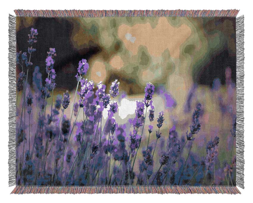 Beautiful Lavender Flowers Woven Blanket