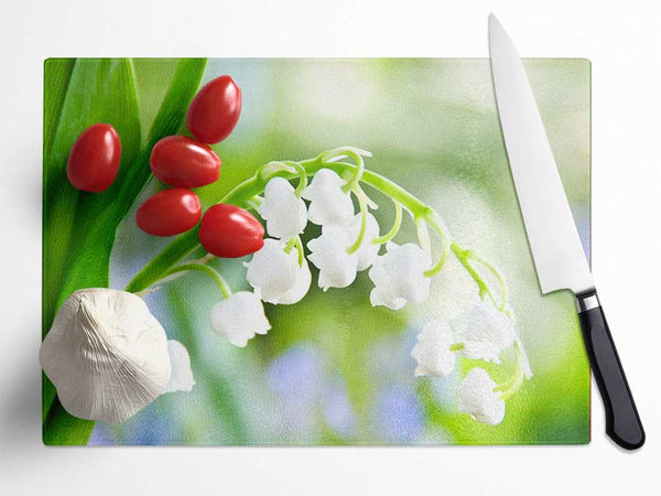 Lily Of The Valley Glass Chopping Board