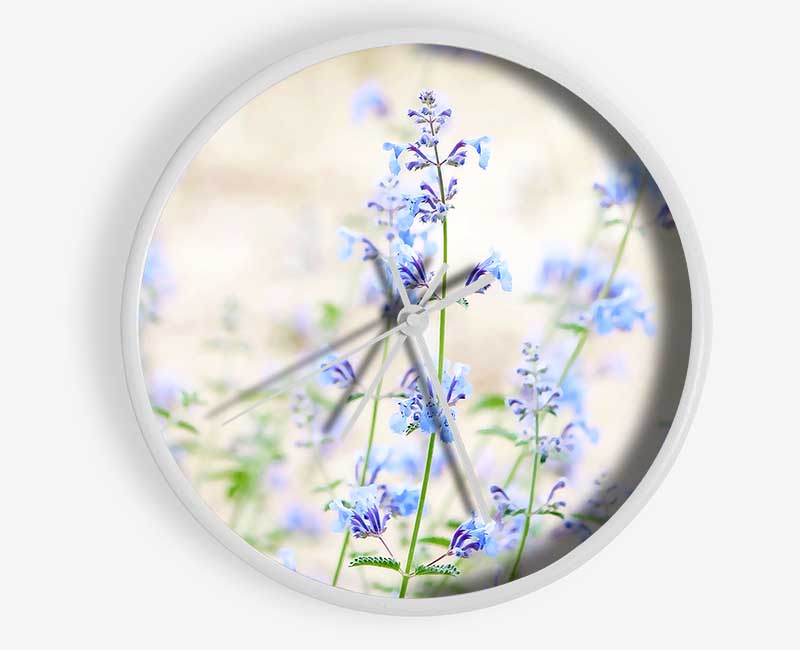 Blue Small Flowers Clock - Wallart-Direct UK