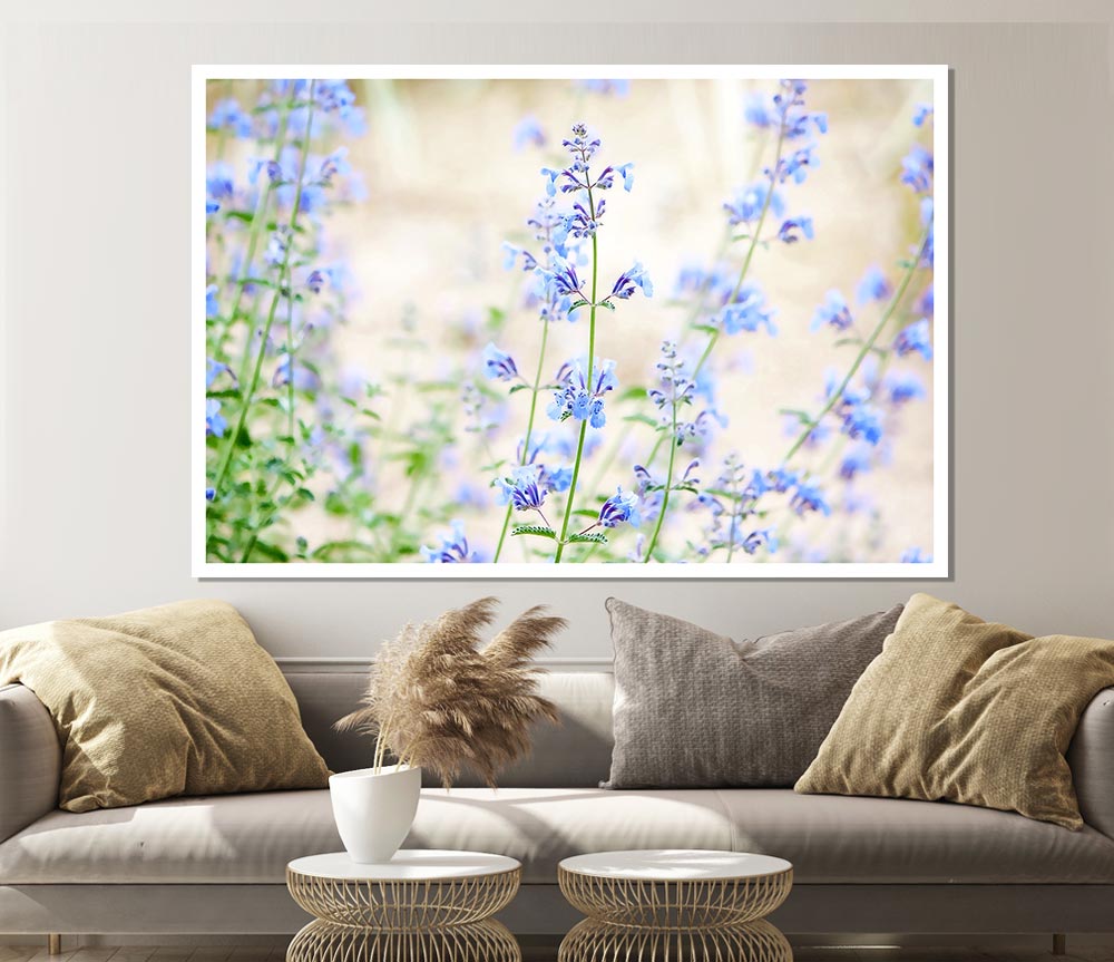 Blue Small Flowers Print Poster Wall Art