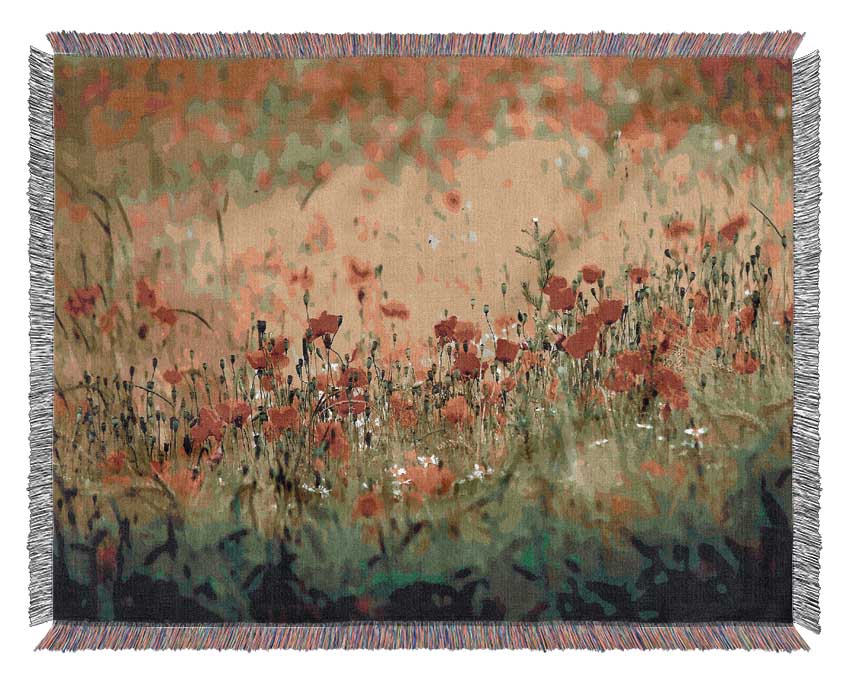 Poppies In The Field Woven Blanket