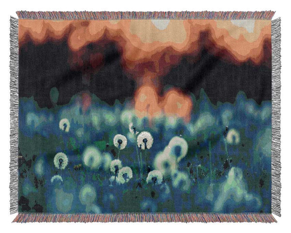 Dandelions At Sunset Woven Blanket