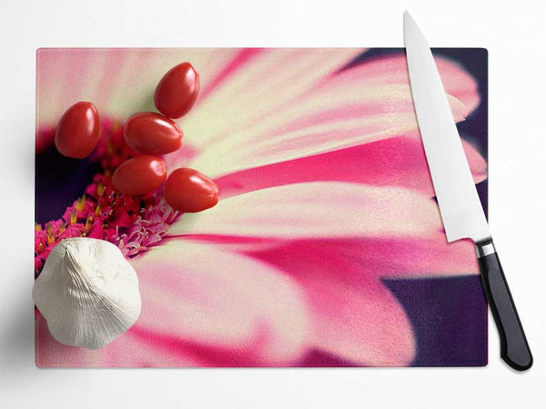 Gerbera Pink Petal Close-up Glass Chopping Board