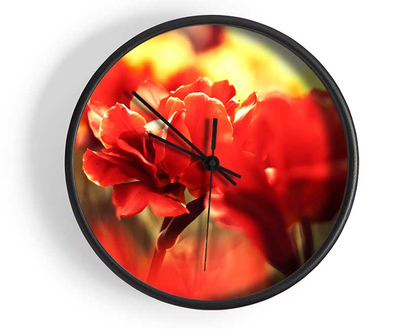 Beautiful Red Flowers Clock - Wallart-Direct UK