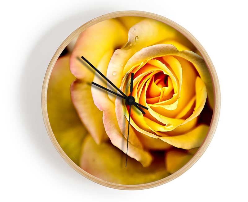 Yellow Rose Dew Drop Clock - Wallart-Direct UK