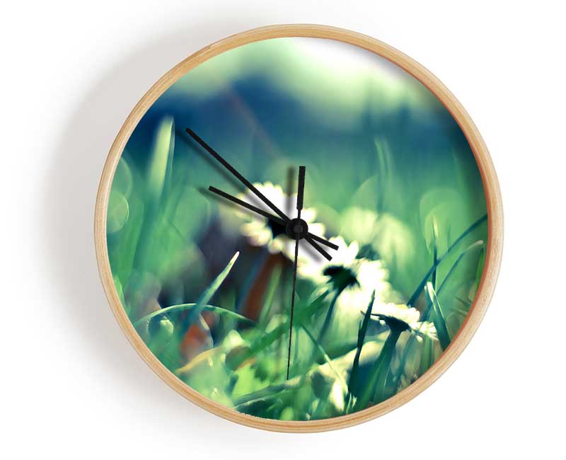 Daisies And Grass Clock - Wallart-Direct UK