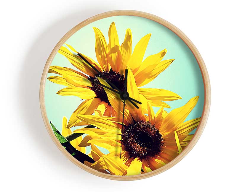 Sunflowers Against Blue Sky Clock - Wallart-Direct UK