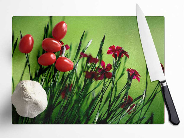 Small Field Flowers Glass Chopping Board