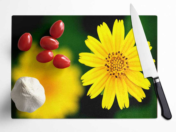 Beautiful Yellow Flower Glass Chopping Board